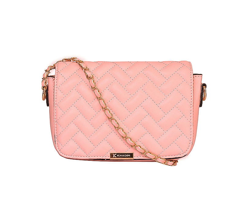 Khadim Pink Quilted Sling Bag for Women