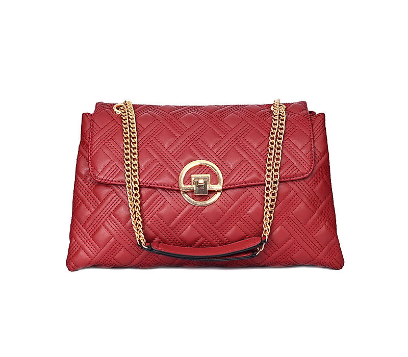 Khadim Burgundy Quilted Sling Bag for Women