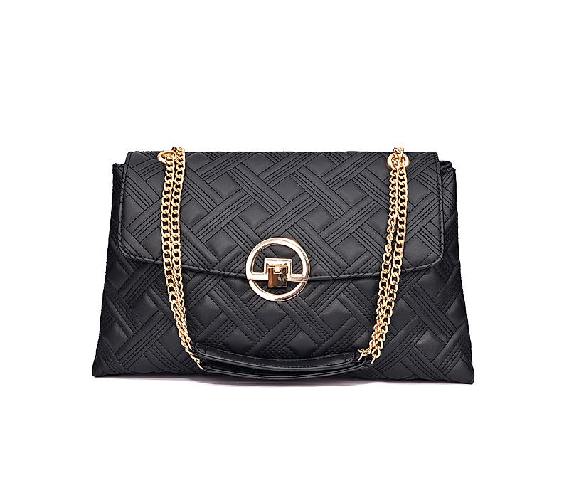 Khadim Black Quilted Sling Bag for Women