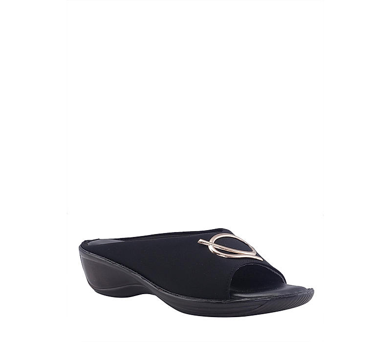 Khadim Black Mule Heel Sandal for Women