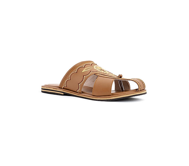 Khadim Tan Brown Kolhapuri Slippers for Men