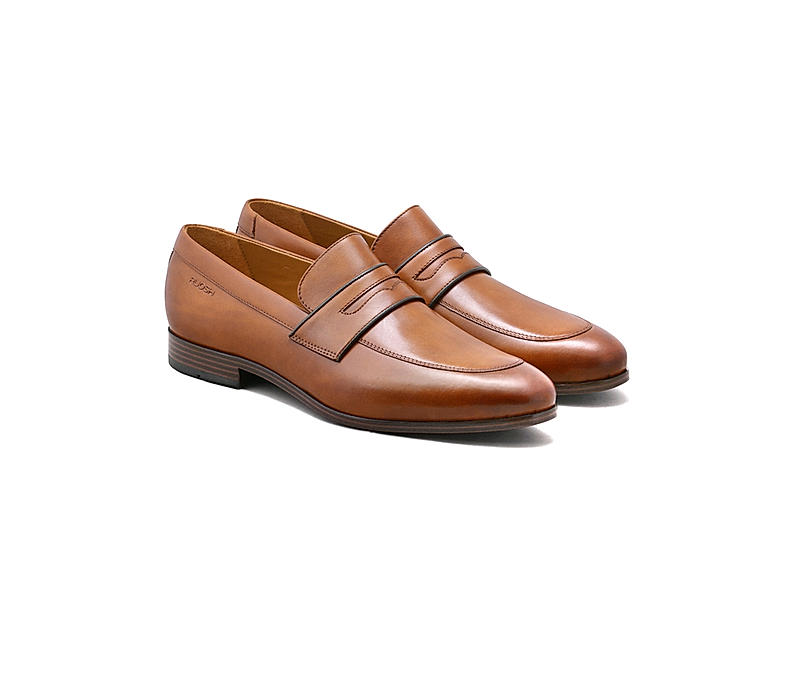 Ruosh Men Brown Leather Formal Slip-On Shoes