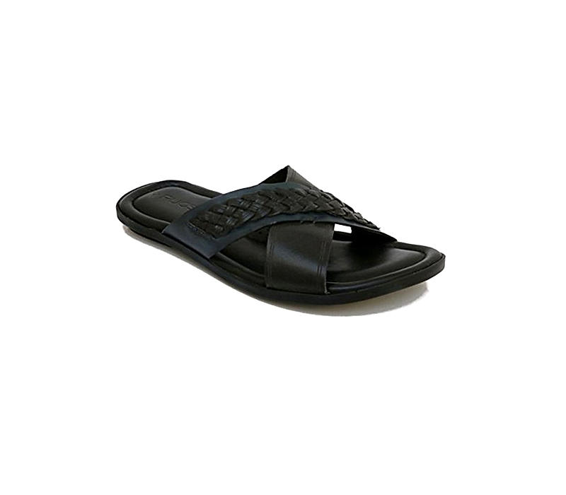 Ruosh Men Black  Blue PARK-03B Leather Comfort Sandals