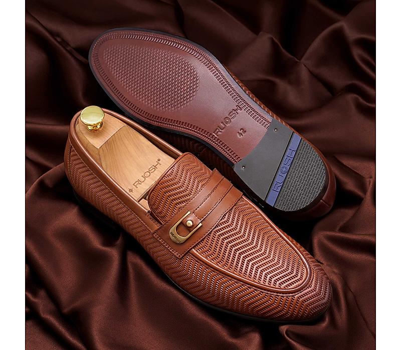The Duke Tan Men Occasion Textured Slip on Ruosh