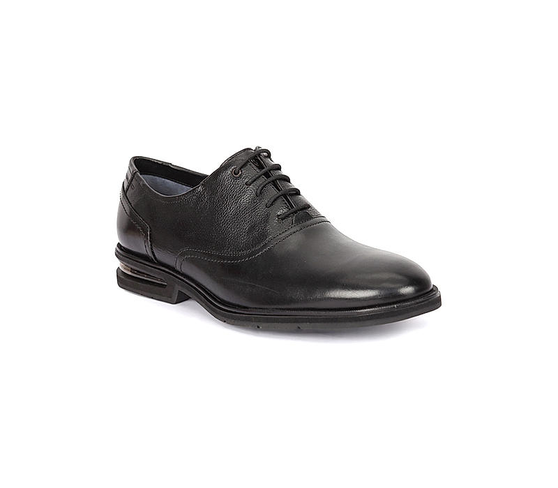 Ruosh Men Black Solid Leather Aircube Formal Oxfords