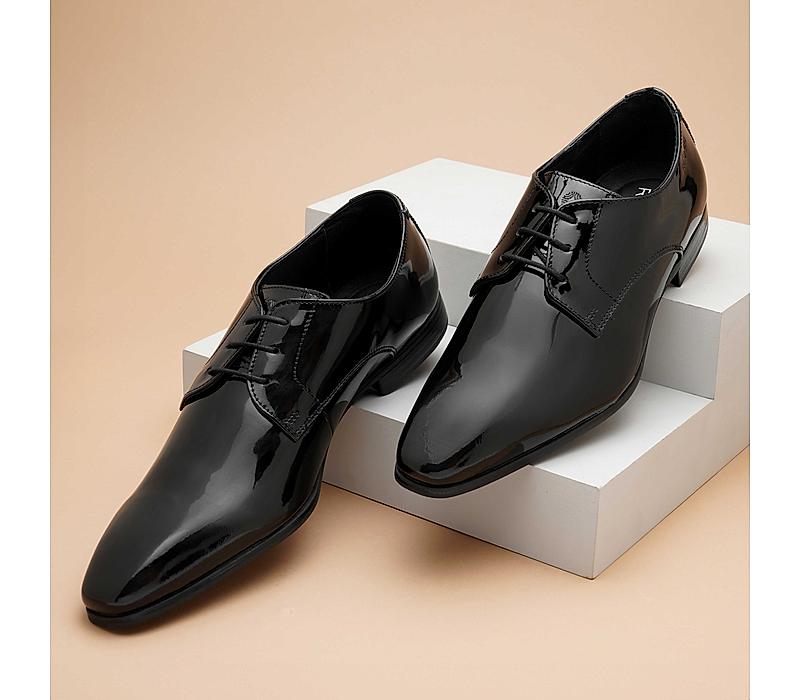 The King Black Men Glossy patent derby Ruosh