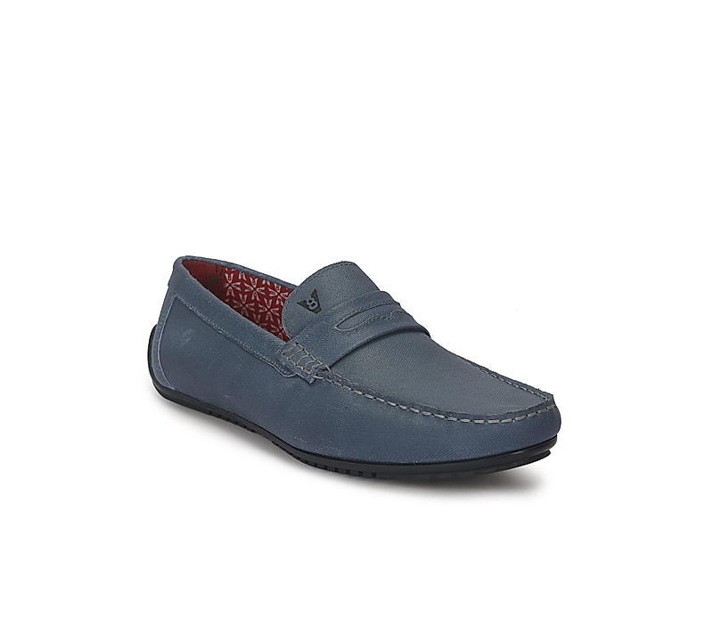 V8 by Ruosh Men Blue Leather Loafers
