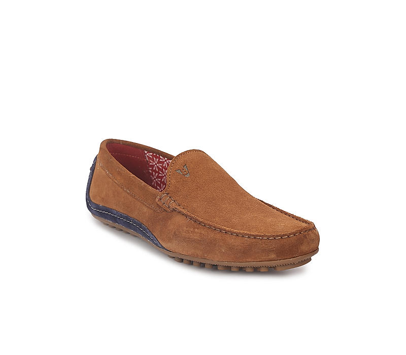 V8 by Ruosh Men Tan Brown Solid Seti Suede Loafers