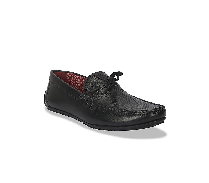 V8 by Ruosh Men Black Leather Loafers