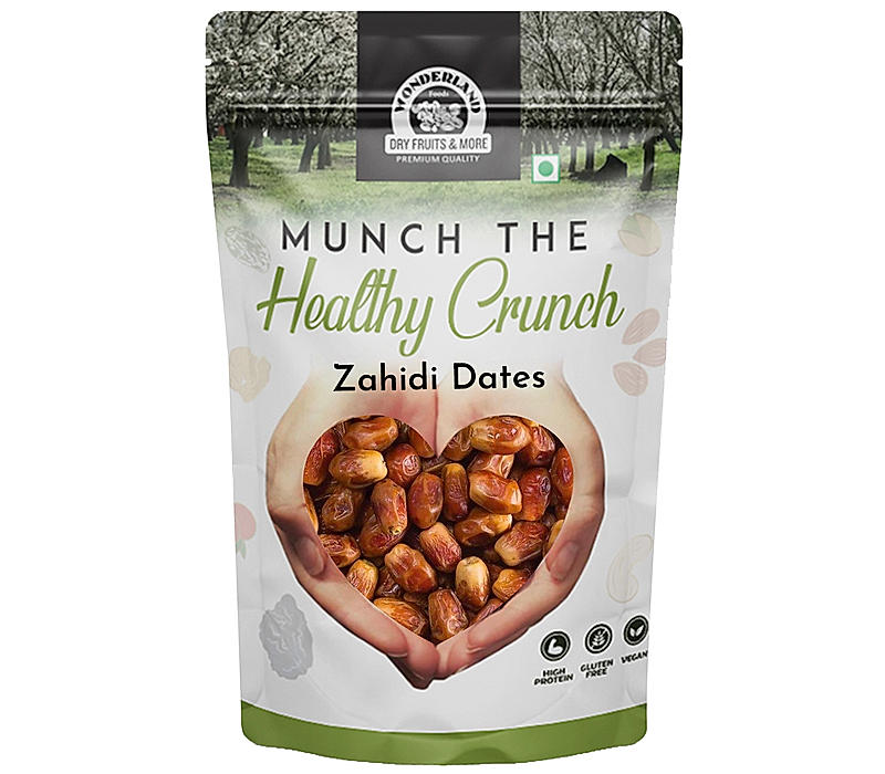 Wonderland Foods - Dry Fruits Zahidi Dates 500g Pouch | Healthy & Nutritious Soft Khajoor | Khajur Rich in Iron, Fibre & Vitamins
