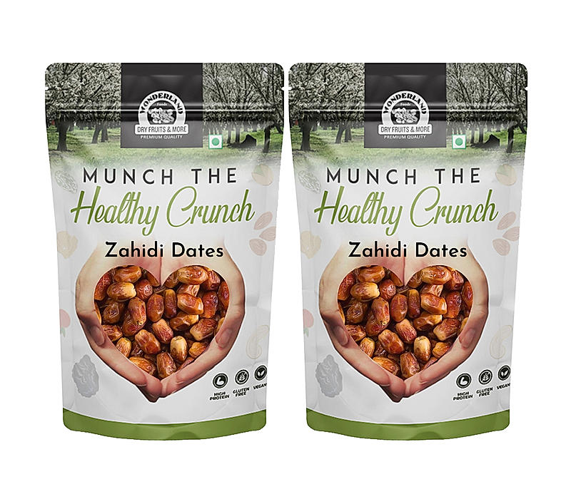 Wonderland Foods - Dry Fruits Zahidi Dates 800g (400g X 2) Pouch | Healthy & Nutritious Soft Khajoor | Khajur Rich in Iron, Fibre & Vitamins