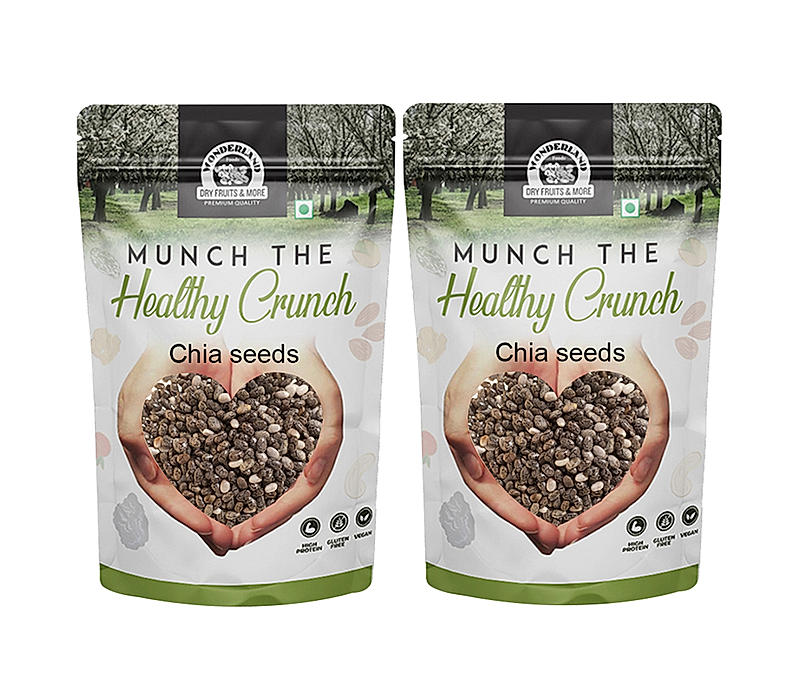Wonderland Foods - Healthy & Tasty Raw Chia / Sabza Seeds 500g (250g X 2) Pouch | Seeds For Eating | Immunity Booster Diet | Protein and Rich in Fibre