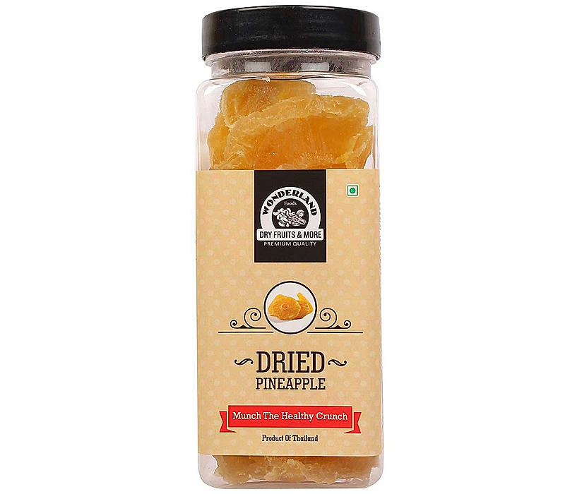 Wonderland Foods - Dehydrated Dried Pineapple 150g Re-Usable Jar | Dry Fruit Pineapple | Wholesome and Natural Pineapple | Rich in Vitamins & Minerals | Natural & No Artificial Colors, Gluten Free