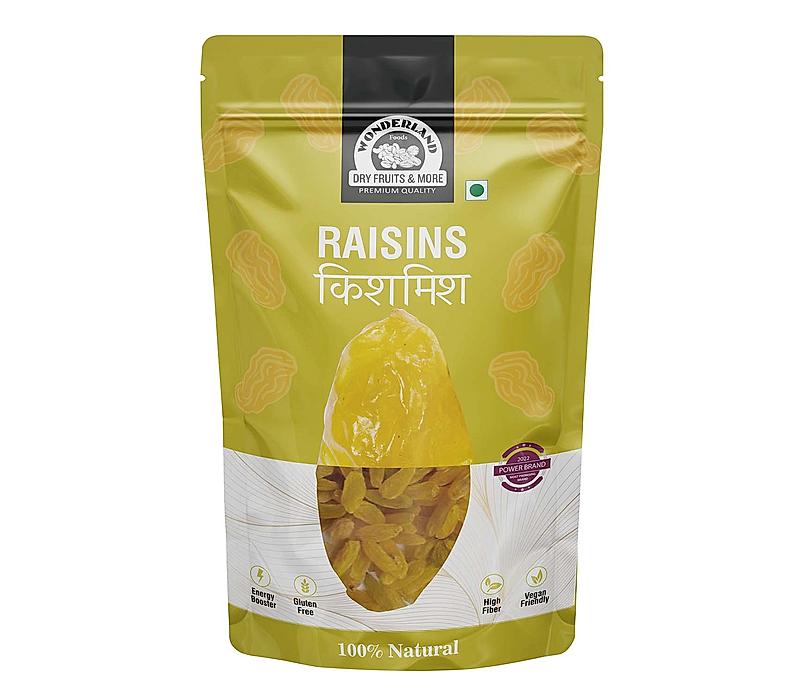 Wonderland Foods Long Green Raisin (Kishmish) Dried Grapes 250g Pouch | Healthy Nutritious & Delicious | Rich in Iron & Vitamin B | Healthy Sweet Treats