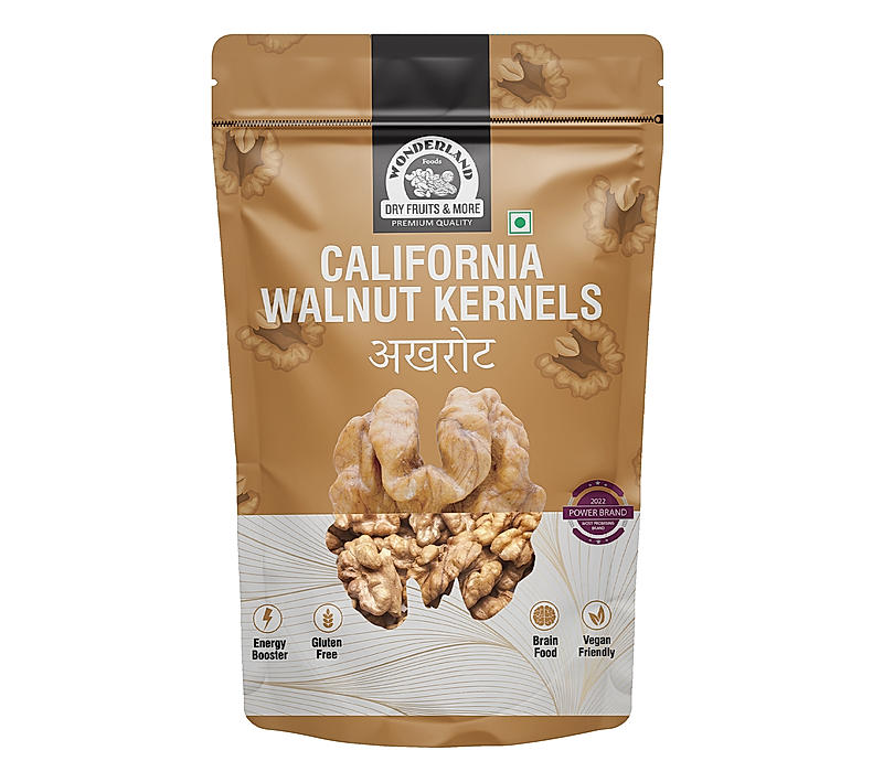 Wonderland Foods - Dry Fruits California Walnuts Kernels (Akhrot Giri) 500g Pouch | Rich in Protein & Antioxidants | Low Calorie Nut | Walnut Kernels for Snacking & Baking