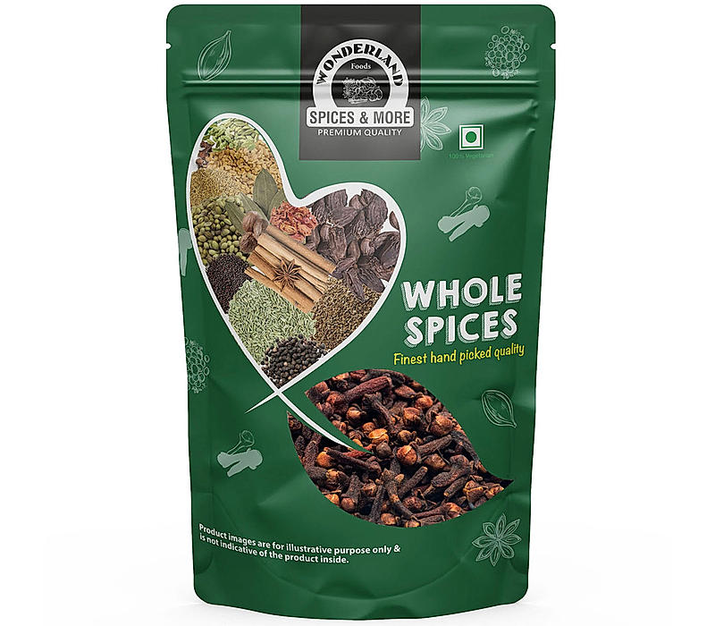 Wonderland Foods - Whole Spices Pure Organic Cloves 250g Pouch | Sabut laung (Lavang) | Whole Spices | Aromatic Spice | High Oil Content