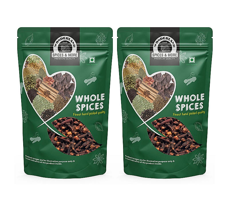 Wonderland Foods - Whole Spices Pure Organic Cloves 500g (250g X 2) Pouch | Sabut laung (Lavang) | Whole Spices | Aromatic Spice | High Oil Content