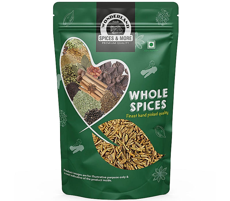 Wonderland Foods - Whole Spices Cumin Seeds 250g Pouch | Zeera | Jeelakarra | Chemical Free & Pesticides Free | Unadulterated | Enhances Taste | Usefull in Baked Products