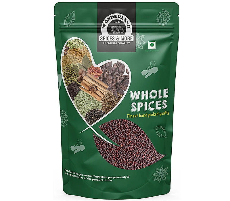 Wonderland Foods - Whole Spices Mustard Seeds 250g Pouch | Sarson |Black Mustard | Anti-Oxidant Rich, Anti-Inflammatory and Good for Digestion