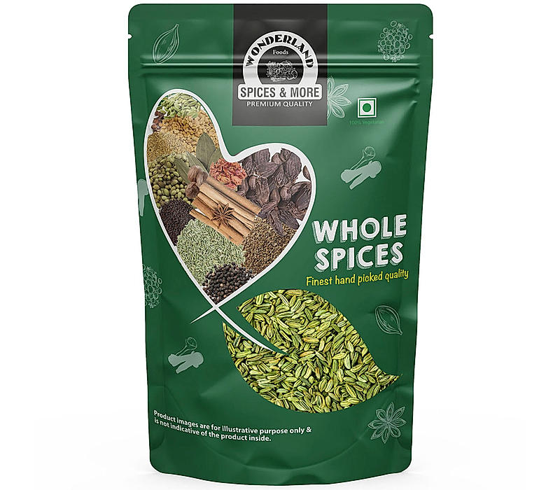 Wonderland Foods - Whole Spices Fennel (Sauf) Seeds 250g Pouch | Saunf 100% Pure & Natural | Fennel Seeds | Use for Mouth freshener Or Flavour