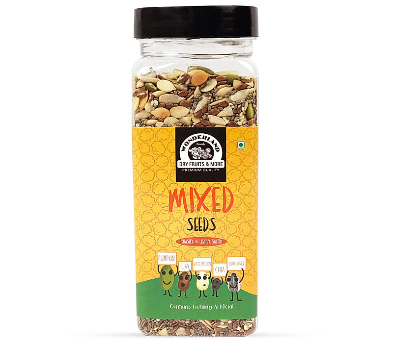 Wonderland Foods - Healthy Roasted Mixed Seeds 250g Re-Useable Jar | Sunflower, Pumpkin, Watermelon, Chia & Flax Seeds