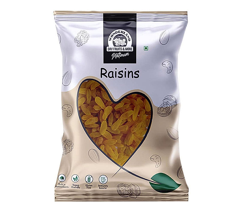 Wonderland Foods Platinum Long Green Raisins (Kishmish) Dried Grapes 250g Pouch | Healthy Nutritious & Delicious | Rich in Iron & Vitamin B | Healthy Sweet Treats