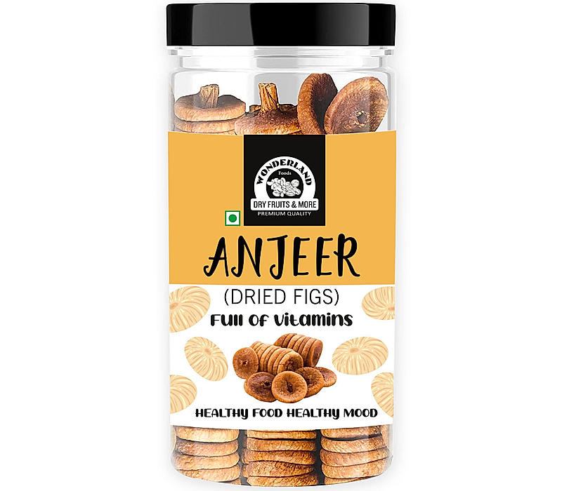 Wonderland Foods - Dried Afghani Anjeer 500g Re-Usable | Dry Figs | Rich Source of Fibre, Calcium & Iron | Healthy Snack Zaika Low in Calories and Fat Free