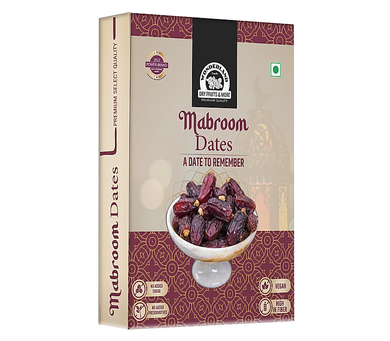 Wonderland Foods - Dry Fruits Mabroom Dates 200g Box | Healthy & Nutritious Soft Khajoor | Khajur Rich in Iron, Fibre & Vitamins