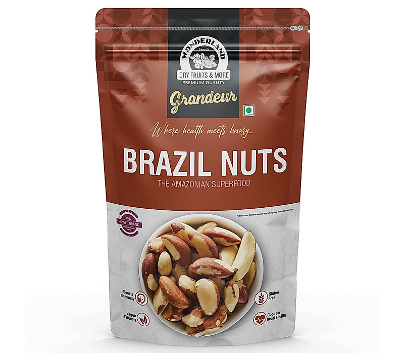 Wonderland Foods Grandeur Premium Brazil Nuts 200g Pouch | Exotic Nuts | Rich in Iron | High in Protein | Rich in Selenium | Brazilian Nut without Shell