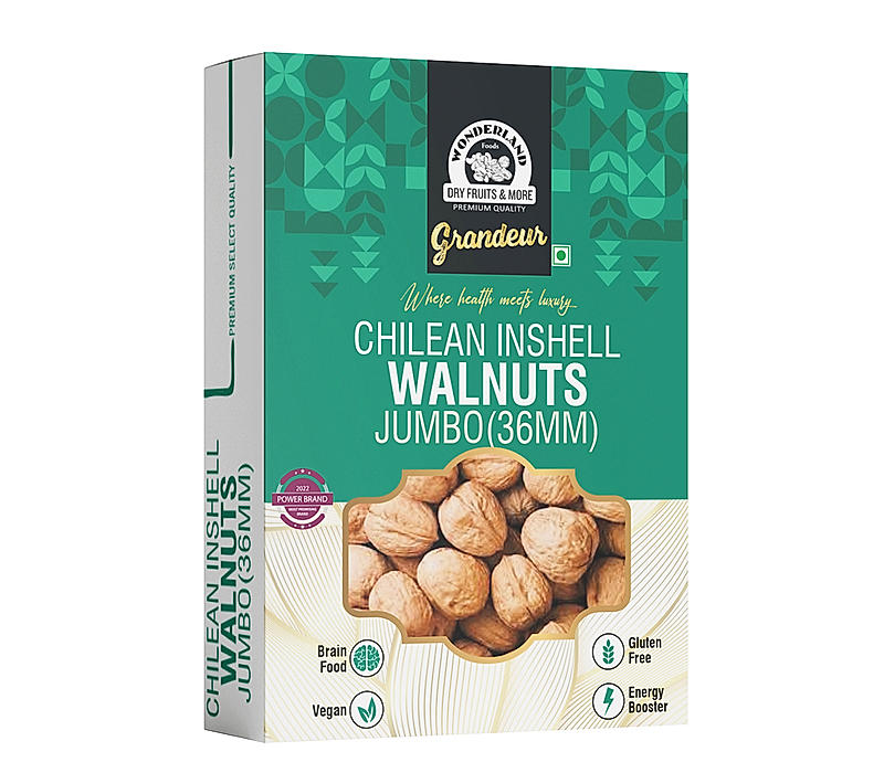 Wonderland Foods Grandeur Premium Chilean Inshell Walnuts 36MM 1Kg Box | High in Protein & Iron | Low Calorie Nut | Healthy & Delicious