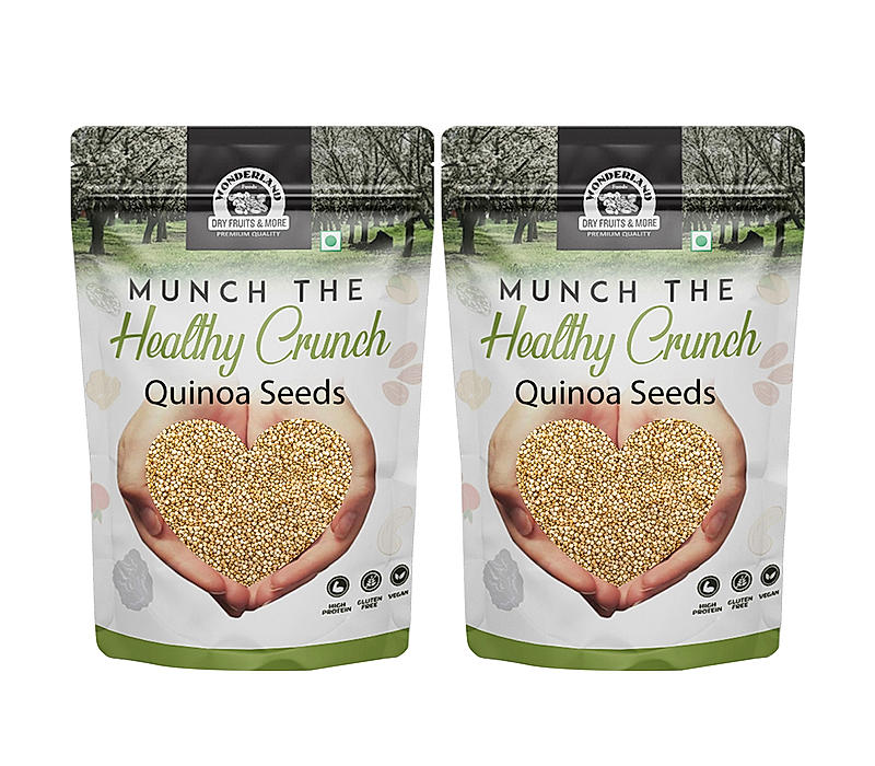 Wonderland Foods Healthy Organic Quinoa 1Kg (500gX2) Pouch | High Protein White Quinoa | Cooks Like Rice | Diet Food | Certified Gluten Free | Cereal for Breakfast | Superfood