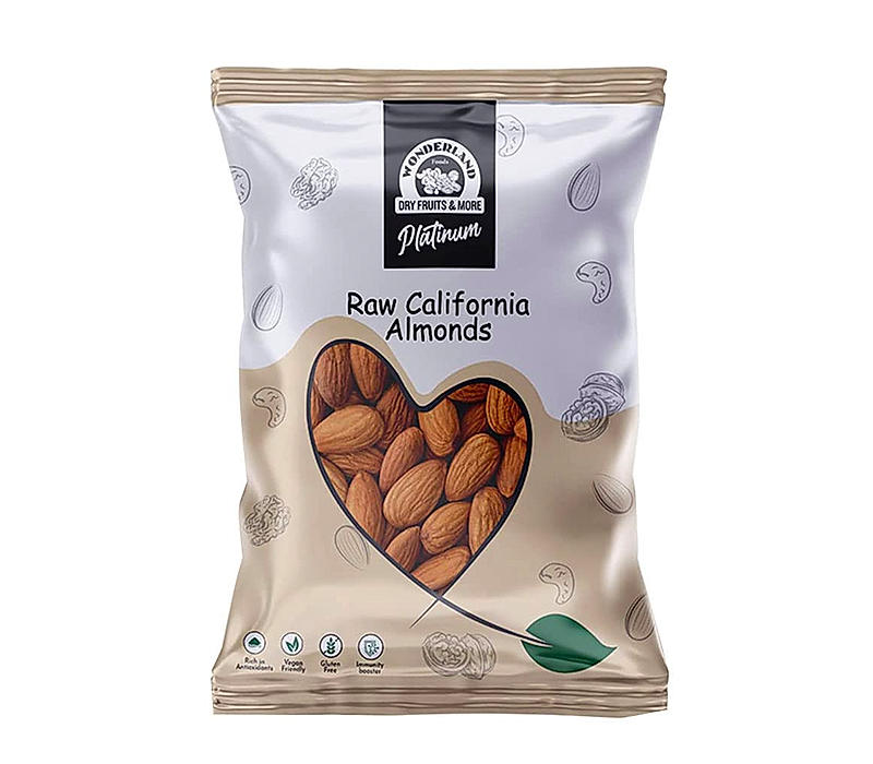 Wonderland Foods - Natural Raw California Almonds 500g Pouch Pack |Platinum Quality | Badam Giri | Nutritious & Delicious High in Fiber & Boost Immunity | Real Nuts | Gluten Free