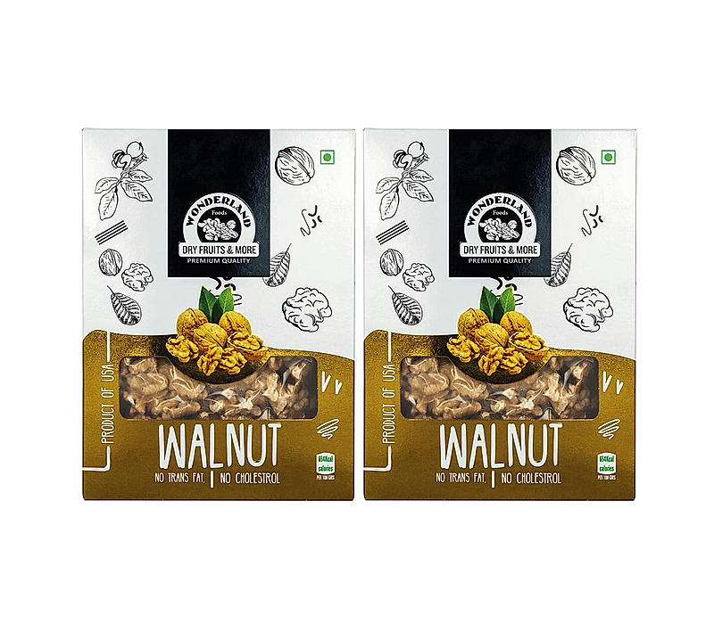 Wonderland Foods - Dry Fruits California Walnuts Kernels (Akhrot Giri) 400g (200g X 2) Box | Rich in Protein & Antioxidants | Low Calorie Nut | Walnut Kernels for Snacking & Baking