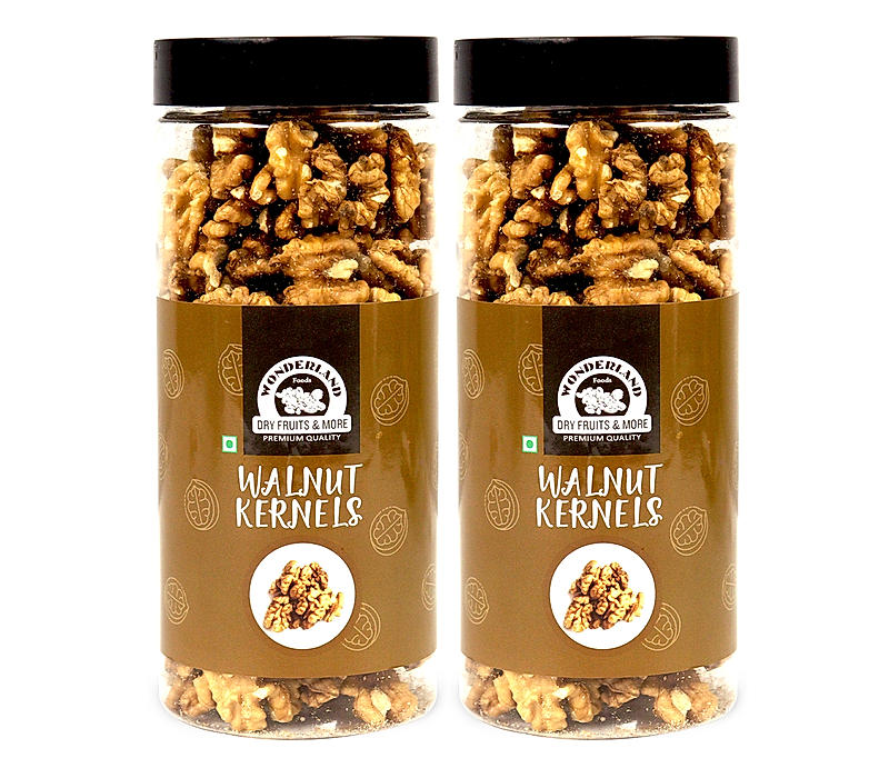 Wonderland Foods - Dry Fruits California Walnuts Kernels (Akhrot Giri) 700g (350g X 2) Re-Usable Jar | Rich in Protein & Antioxidants | Low Calorie Nut | Walnut Kernels for Snacking & Baking