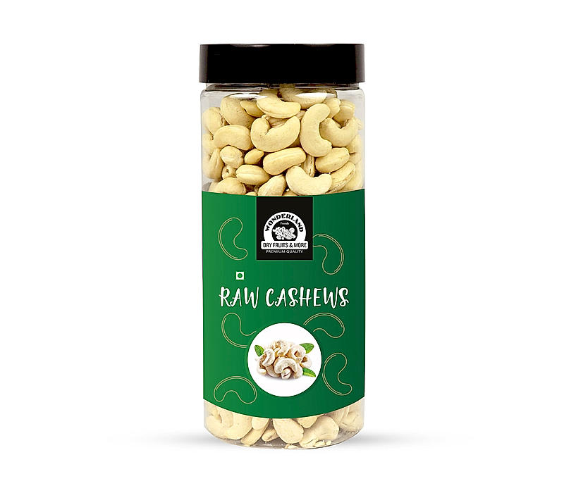 Wonderland Foods - Natural Raw Whole Kaju (W400-Grade) 500g Re-Usable Jar | Dry Fruit Whole Cashew W400 | Whole Cashew Nut | Gluten & GMO-Free | Delicious & Healthy Nuts