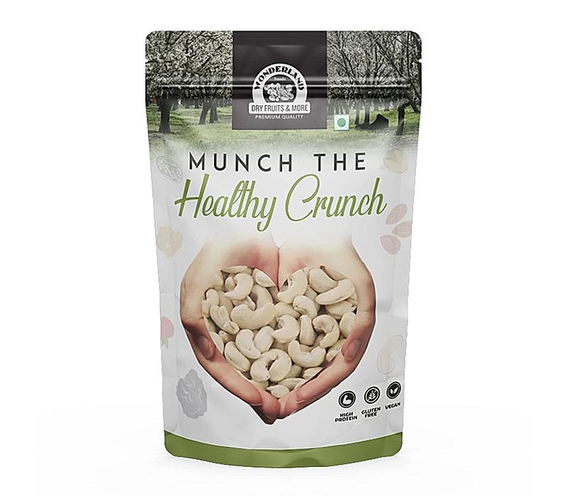 Wonderland Foods - Natural Raw Whole Kaju (W320-Grade) 200g Pouch | Dry Fruit Whole Cashew W320 | Whole Cashew Nut | Gluten & GMO-Free | Delicious & Healthy Nuts