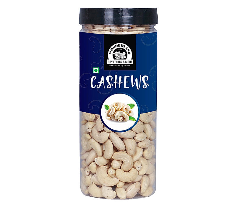 Wonderland Foods - Natural Raw Whole Kaju (W320-Grade) 500g Re-Usable Jar | Dry Fruit Whole Cashew W320 | Whole Cashew Nut | Gluten & GMO-Free | Delicious & Healthy Nuts