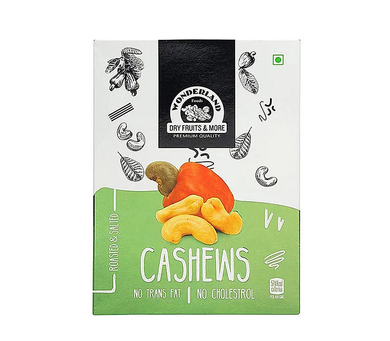 Wonderland Foods - Roasted & Salted Whole Kaju 200g Box | Dry Fruit Roasted & Salted Whole Cashew | Whole Cashew Nut | Gluten & GMO-Free | Delicious & Healthy Nuts