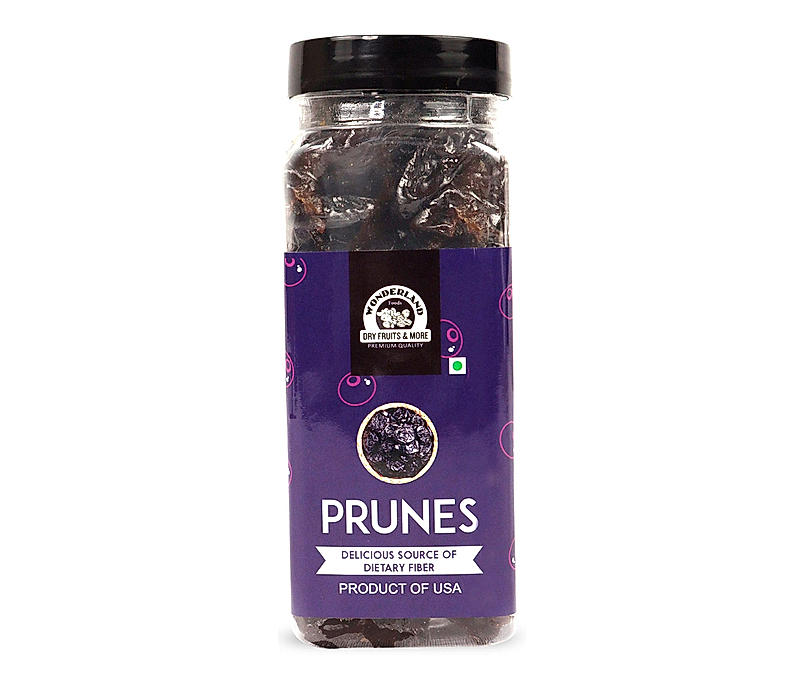 Wonderland Foods - Premium Dried Californian Pitted Prunes 250g Re-Usable Jar | Dehydrated Dried Fruit Candies | Dry Plum | High in Dietary Fiber | Super Healthy Snacks | Deseeded & No Added Sugar