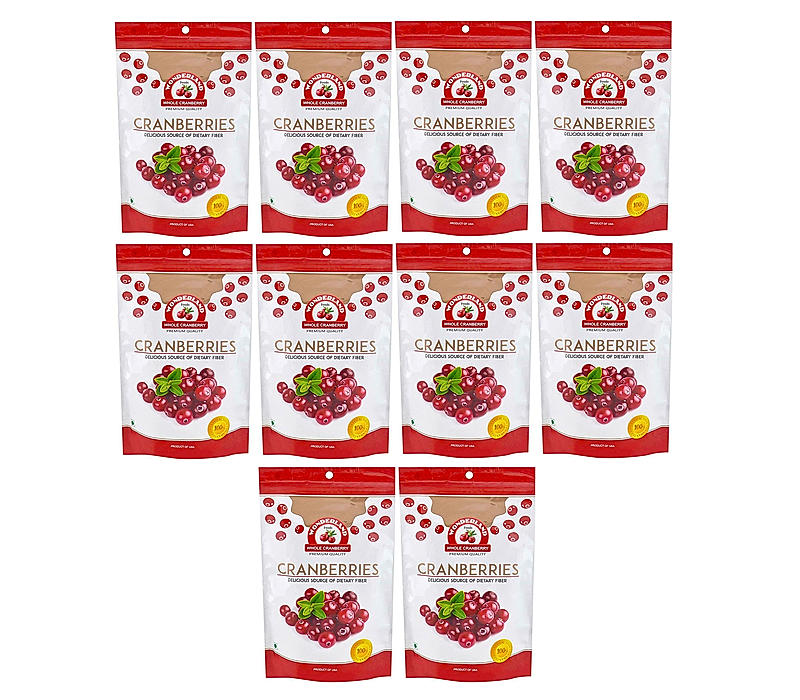 Wonderland Foods - Premium Californian Dried and Whole Cranberries 1Kg (100g X 10) Pouch | Real dried fruit | High Antioxidants, Dietary Fiber | Healthy Treats | No Added Sugar