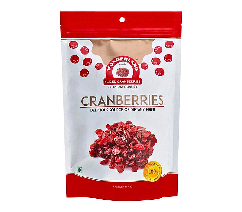 Wonderland Foods - Premium Californian Dried and Sliced Cranberries 200g Pouch | Real dried fruit | High Antioxidants, Dietary Fiber | Healthy Treats | No Added Sugar