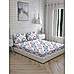 Akira -1 225 TC Chief Value Cotton Super Fine White/Blue Colored Ethnic Print King Bed Sheet Set