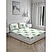 Akira -1 225 TC Chief Value Cotton Super Fine White/Green Colored Floral Print King Bed Sheet Set