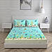Rock & Room Cotton Fine Sea Blue Colored Cartoon Print King Bed Sheet Set