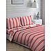 Garnet Cotton Fine Coral Colored Stripes Print King Cordinated Bedding set with Bedsheet, Pillow Cover & Comforter