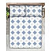 Baltic 224 TC Cotton-TENCEL™ Super Fine White/Blue Colored Ethnic Print King Bed Sheet Set