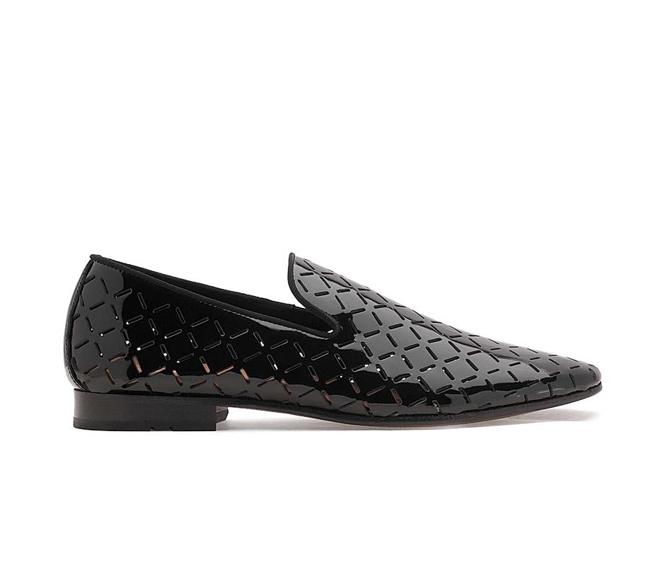 The Kotan Black Men Glossy Patent Slip-on Ruosh