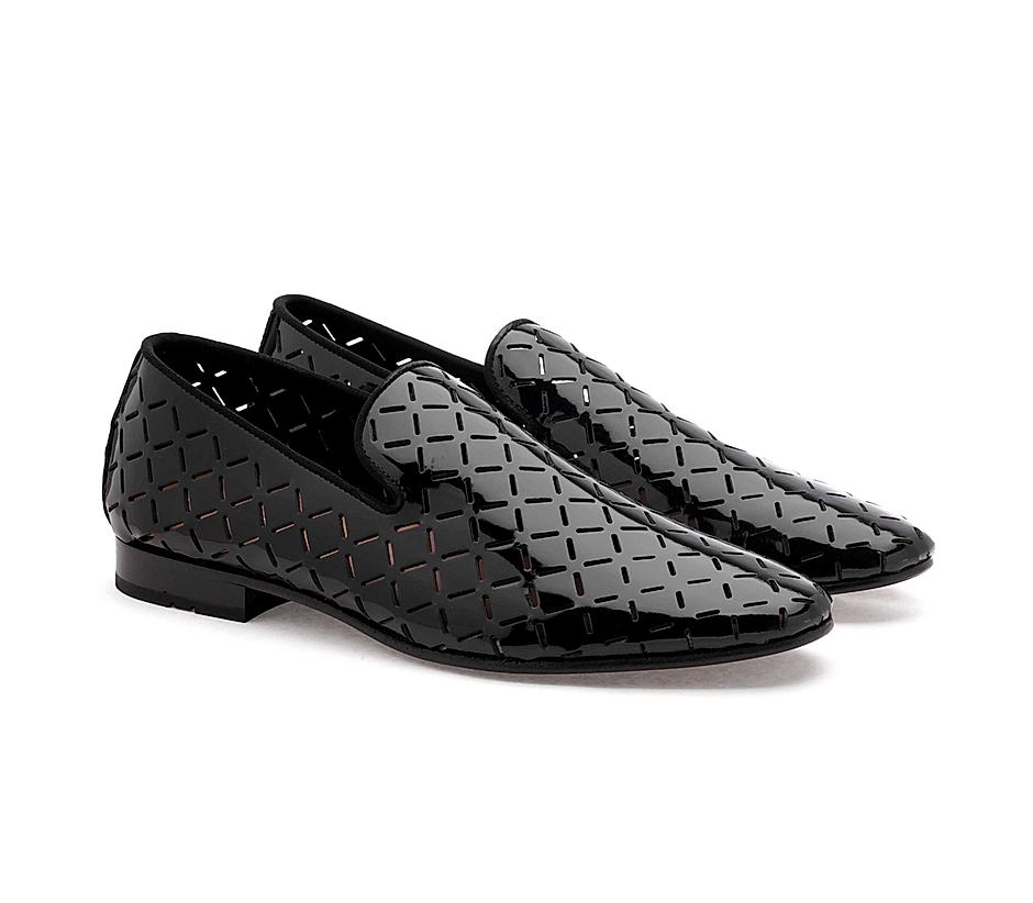 The Kotan Black Men Glossy Patent Slip-on Ruosh