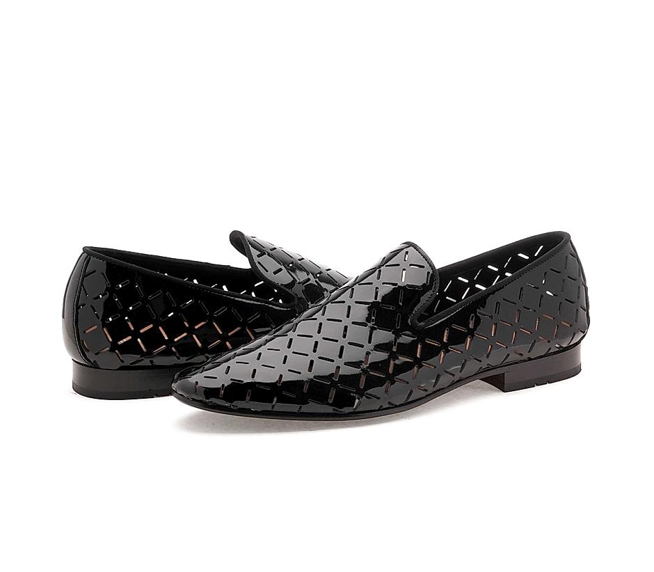 The Kotan Black Men Glossy Patent Slip-on Ruosh