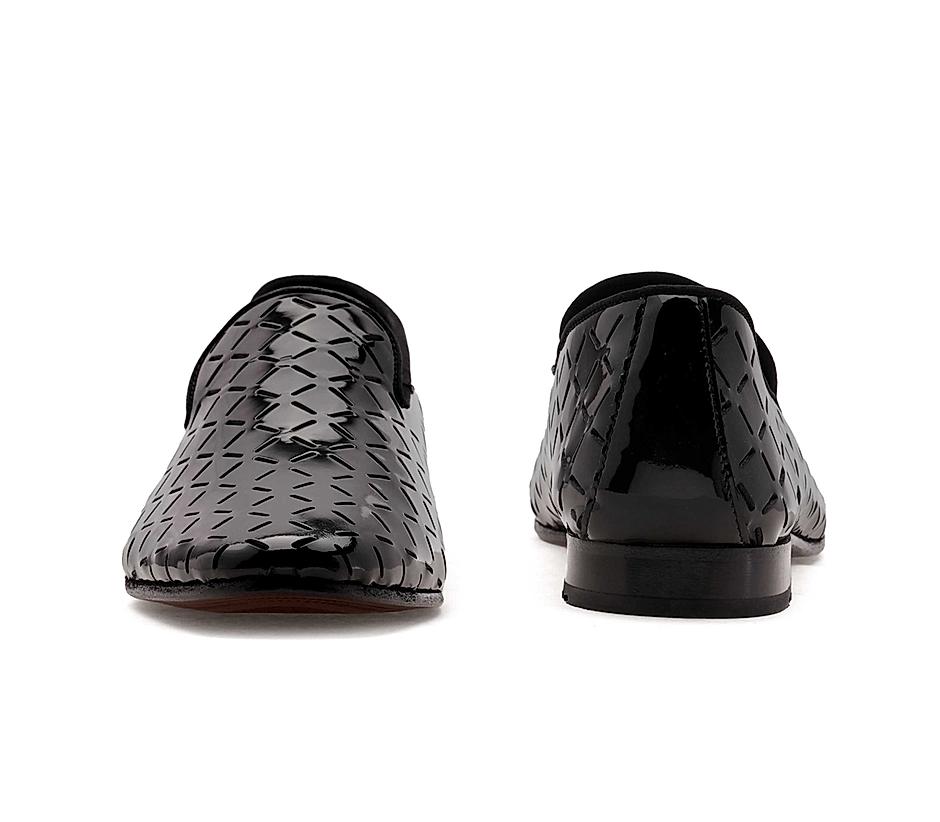 The Kotan Black Men Glossy Patent Slip-on Ruosh
